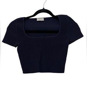 Babaton Navy Ribbed Women's Top small